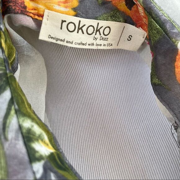 Rokoko by Dazz Sheer Floral Sleeveless Button Down Top S - Picture 4 of 5